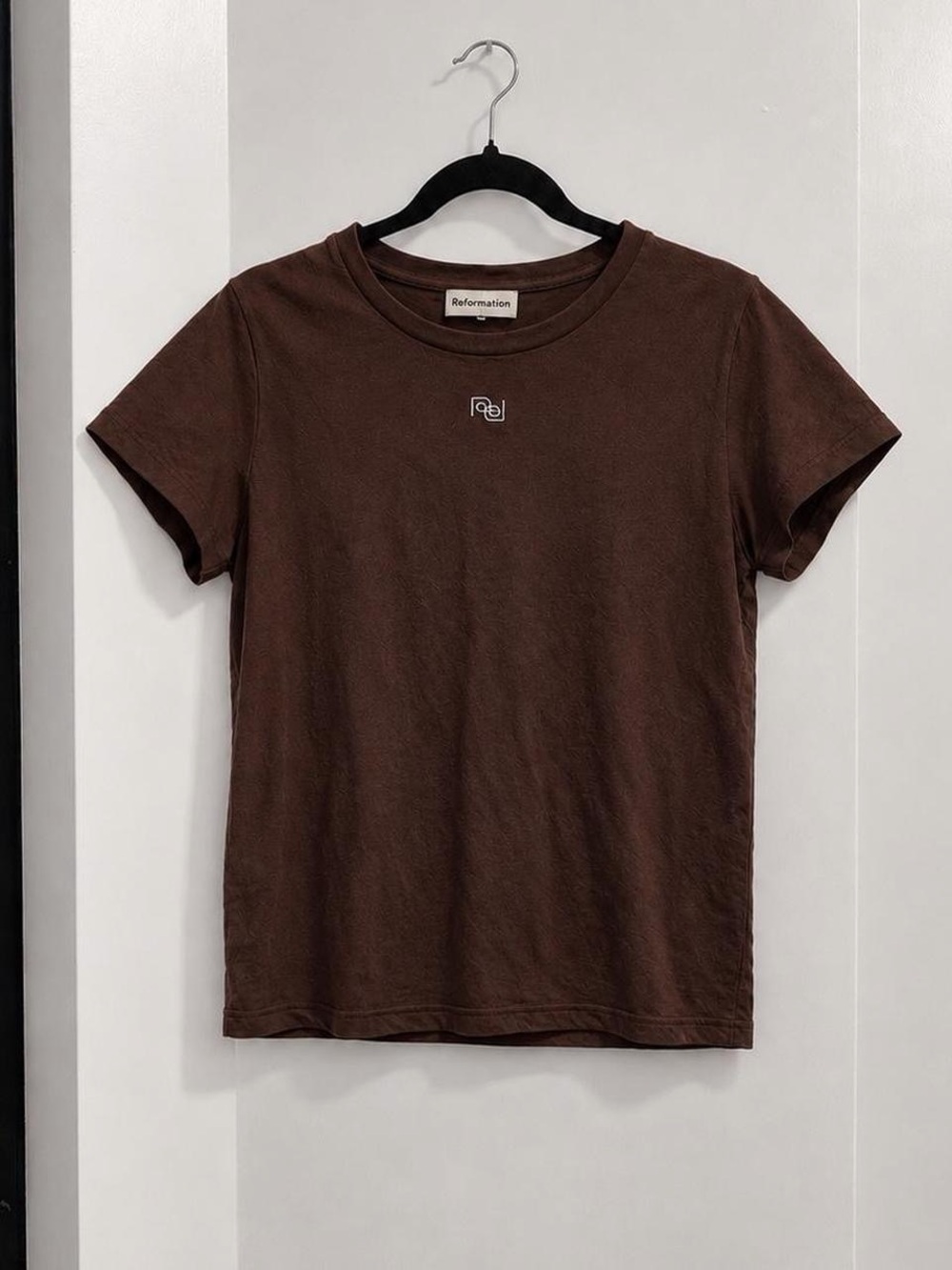 Reformation Brown Embroidered Logo Tee